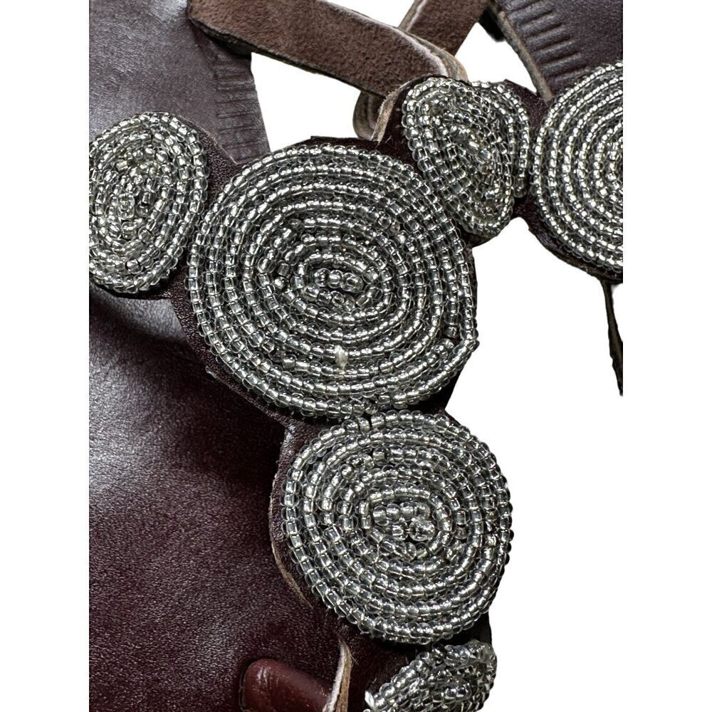 Swahili Coast Handcrafted Sandals Posie Fair Trade‎ Womens Size 6 Silver NEW - Picture 5 of 14